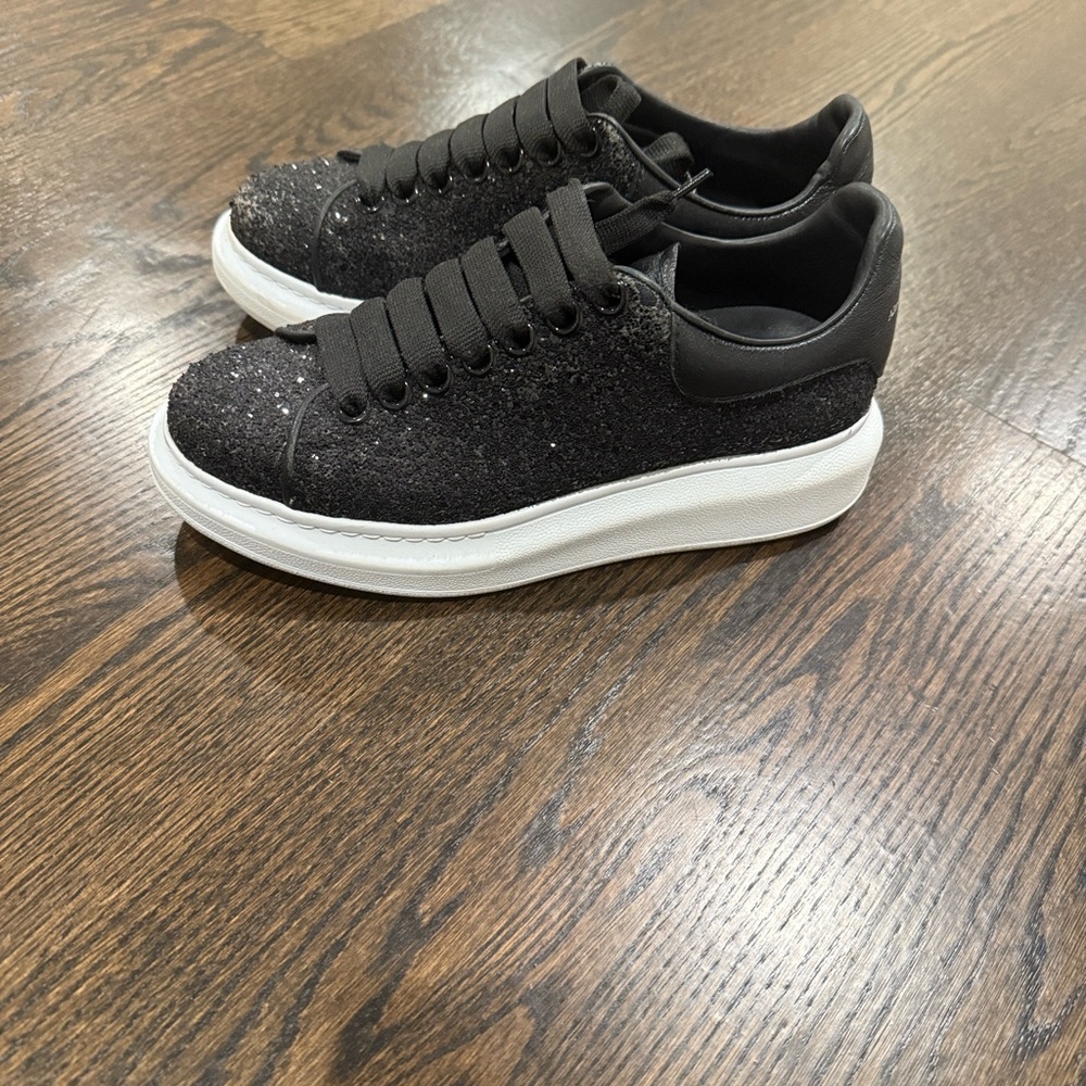 Alexander McQueen Black Glitter Women’s Sneakers Size 37 - Picture 12 of 16
